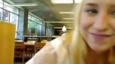 Hot teen mastrubates on webcam in library