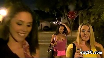 Glam girls at student orgy party