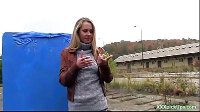 Slutty blonde Czech babe is paid cash from some crazy public sex 30